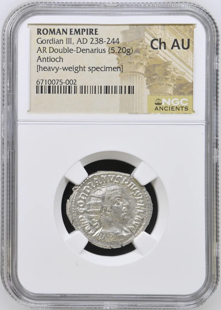 Roman Imperial Antioch Gordian III 238-244 AD AR Double-Denarius NGC Ch AU 0152450