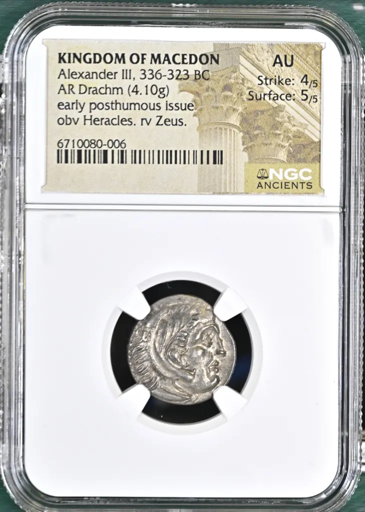 Macedonian Kings Alexander III(The Great) 336-323 BC AR Drachm NGC AU 0152455