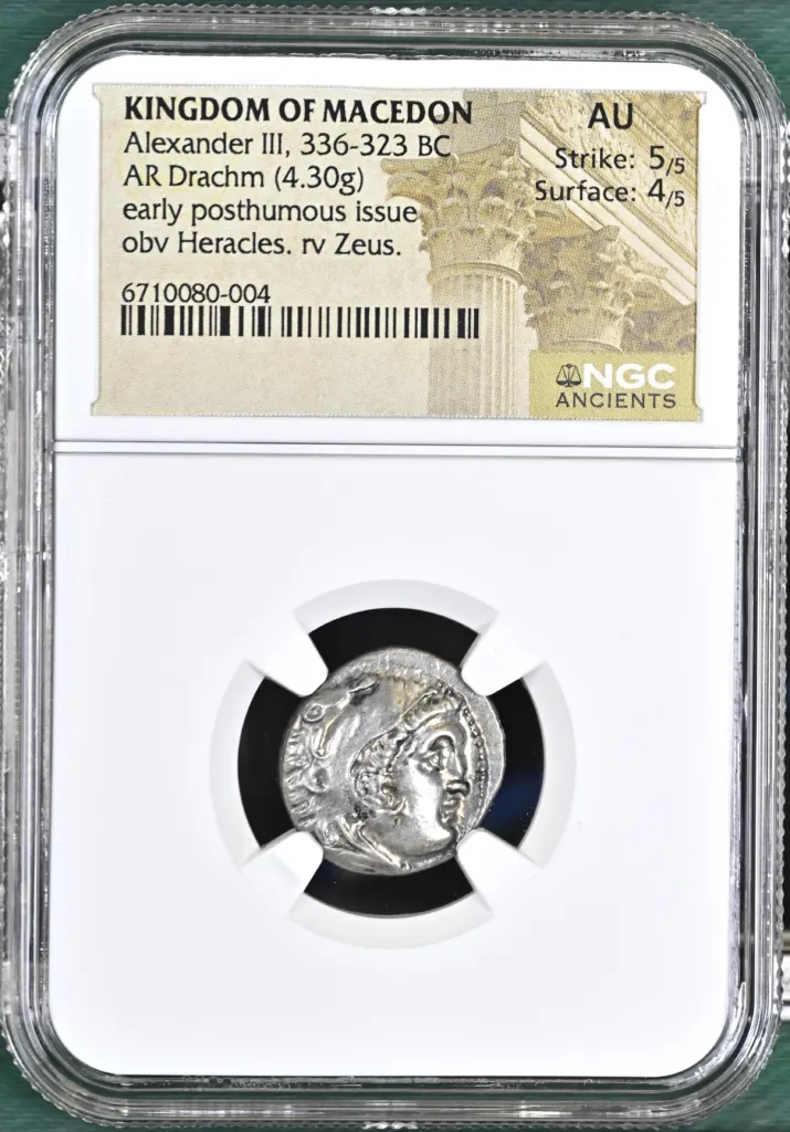 Macedonian Kings Alexander III(The Great) 336-323 BC AR Drachm NGC AU 0152458