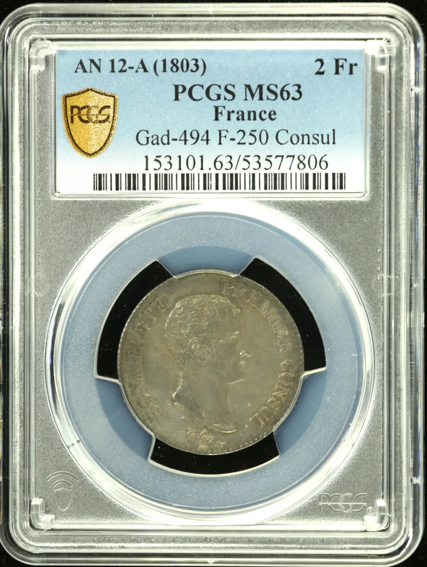 France 2 Francs AN12 (1803) A PCGS MS63 Gad-494 0151779