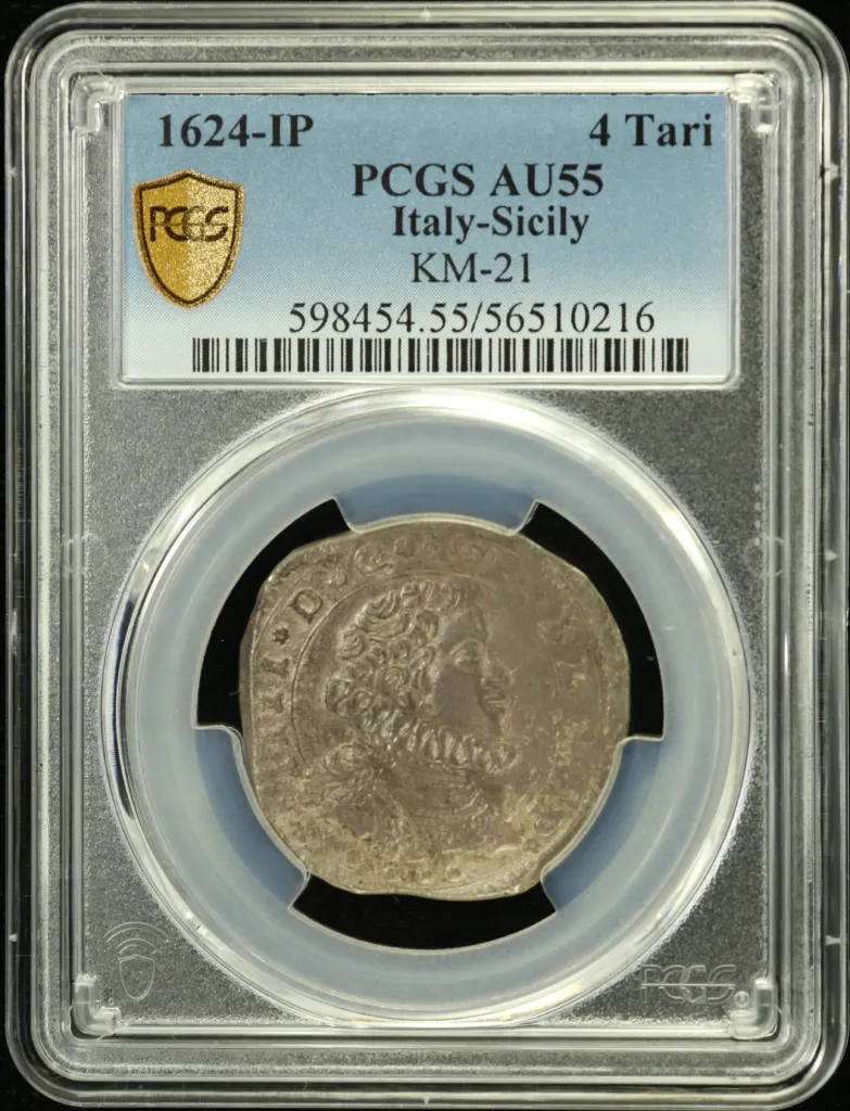 Italy/San Marino/Vatican 4 Tari 1624 IP PCGS AU55 KM-21 0151827