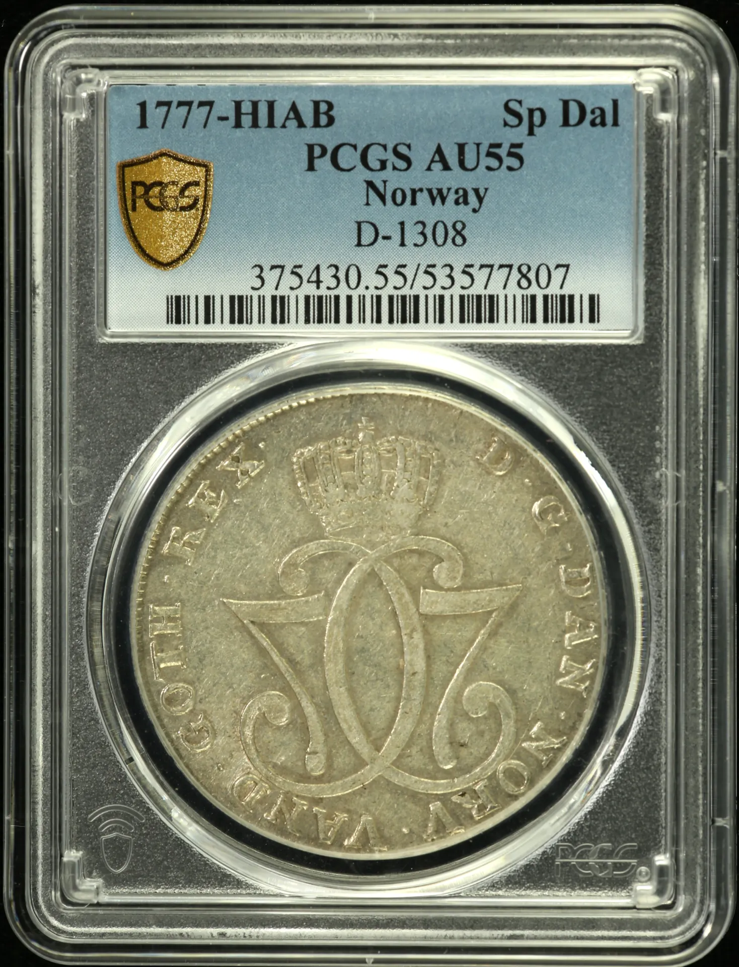 Norway Speciedaler 1777 HIAB PCGS AU55 D-1308 0151871