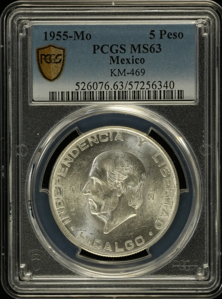 Modern Silver & Minors 5 Peso 1955 Mo KM-469 PCGS MS63 0152105