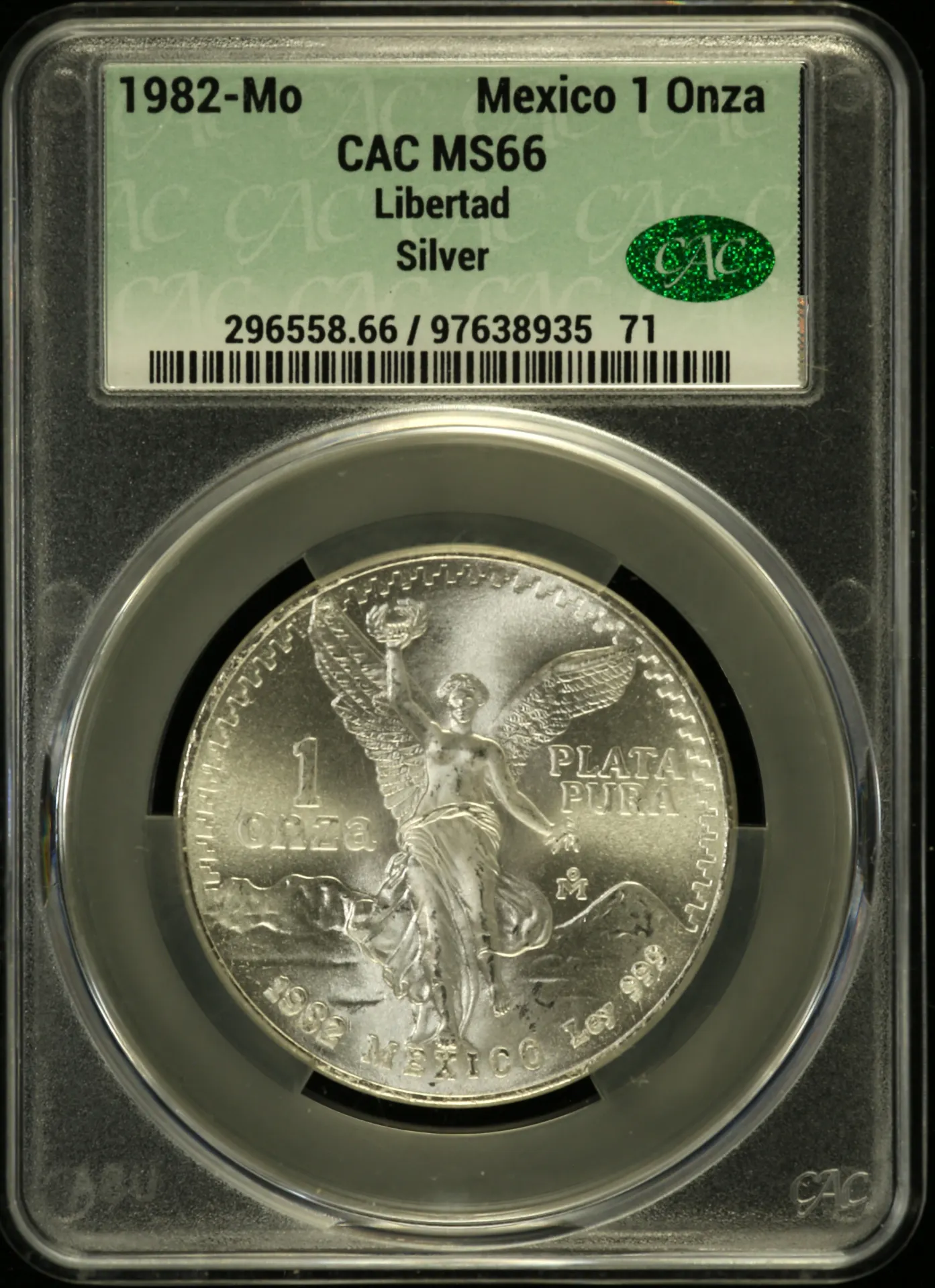 Modern Silver & Minors Onza 1982 Mo CAC MS66 0152226