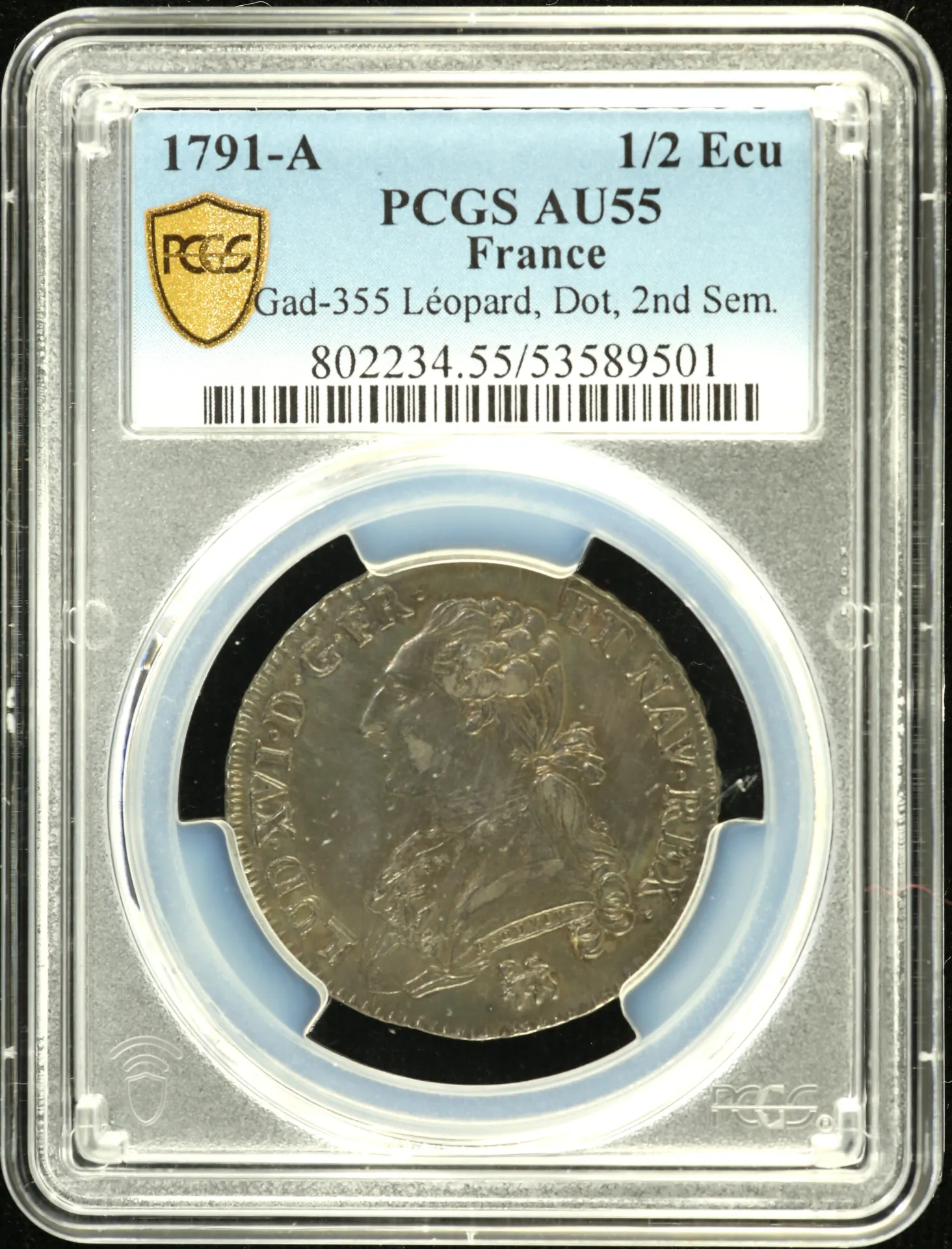 Europe France World Coins France 1/2 Ecu 1791 A PCGS AU55 Gad-355 0152551 France 1/2 Ecu 1791 A PCGS AU55 Gad-355 0152551