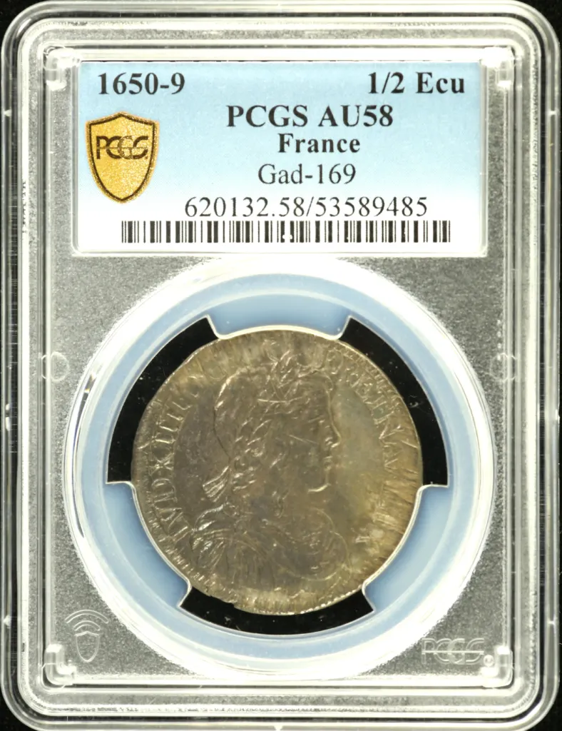 Europe France World Coins France 1/2 Ecu 1650 9 PCGS AU58 Gad-169 0152557 France 1/2 Ecu 1650 9 PCGS AU58 Gad-169 0152557
