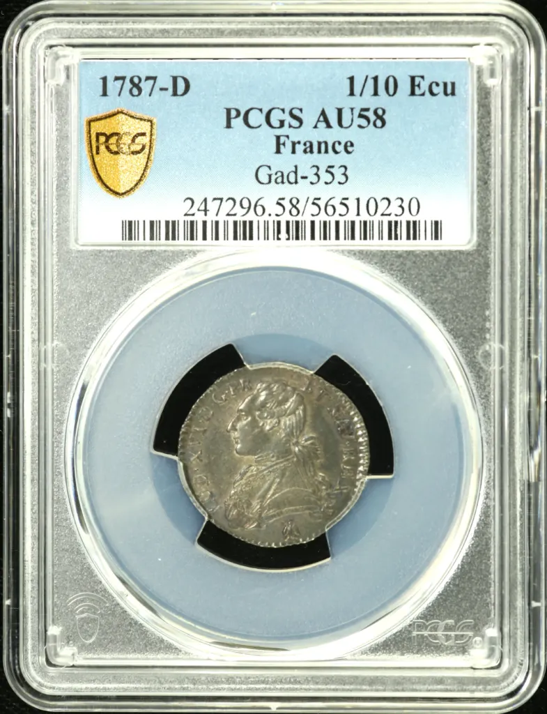 France 1/10 Ecu 1787 D PCGS AU58 GAD-353 0152571