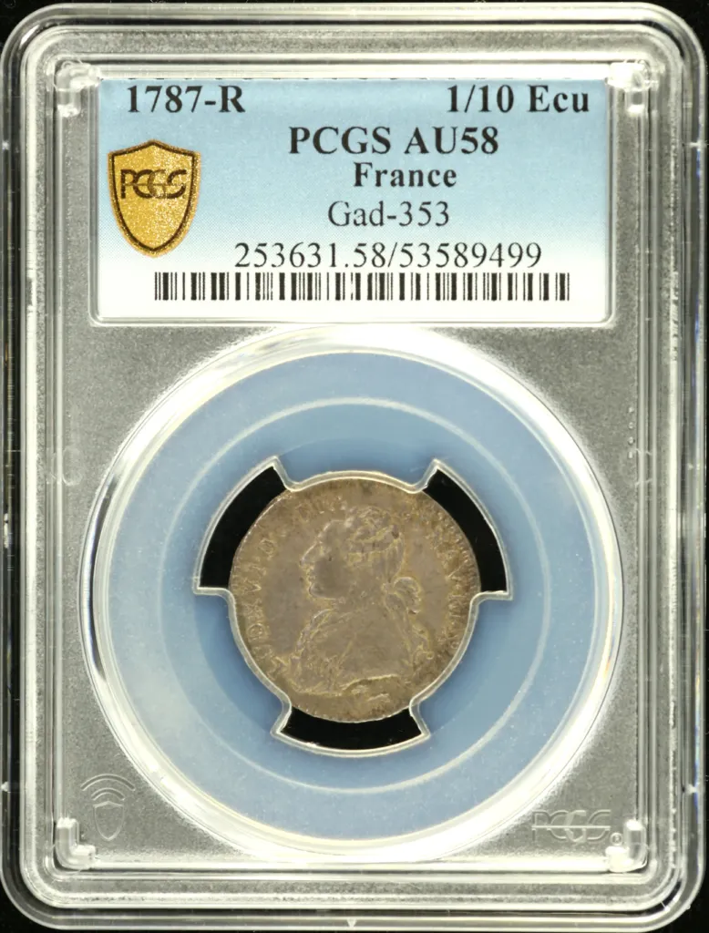 Europe France World Coins France 1/10 Ecu 1787 R PCGS AU58 Gad-353 0152573 France 1/10 Ecu 1787 R PCGS AU58 Gad-353 0152573