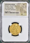 Achaemenid Kings Ancient Coins Greek Persia Persia, Achaemenid Kings Shahpur I 240-272 AD AV Dinar NGC AU 0152377 Persia, Achaemenid Kings Shahpur I 240-272 AD AV Dinar NGC AU 0152377