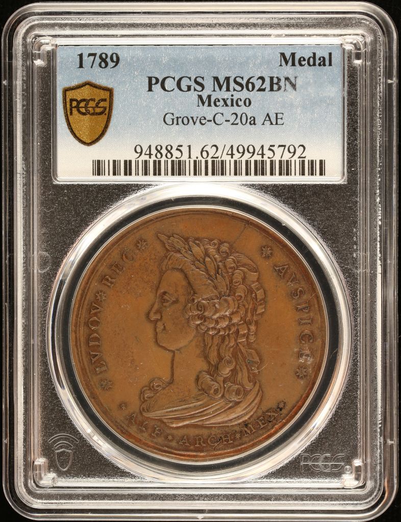 Medals & Tokens Carlos IV & Maria Luisa Proclamation Medal 1789 Grove-C-20a PCGS MS62BN 0152167