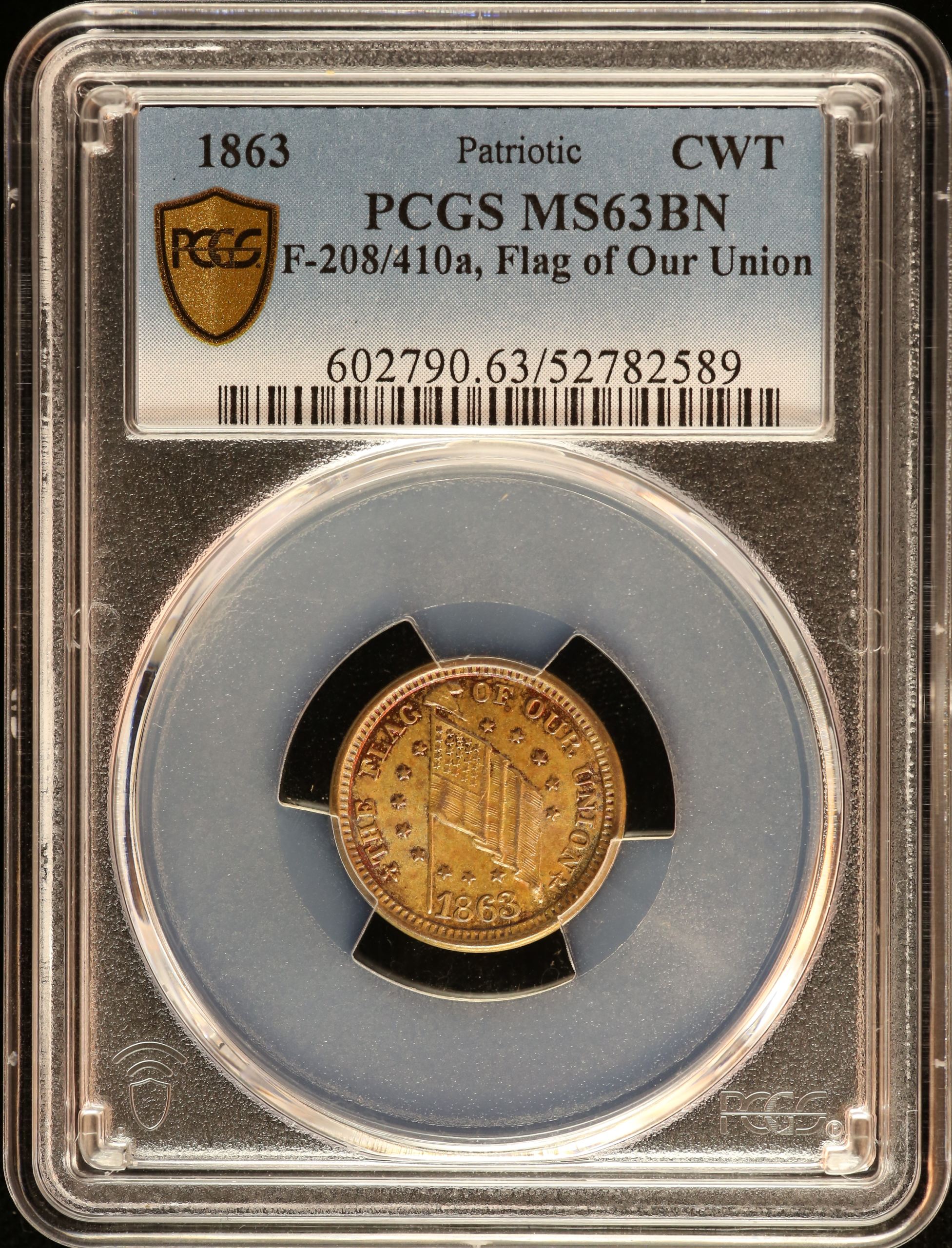United States Flag of Our Nation Civil War Token 1863 F-208/410a PCGS MS63BN 0152619