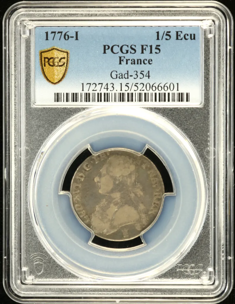 France 1/5 Ecu 1776 I PCGS F15 Gad-354 0152507