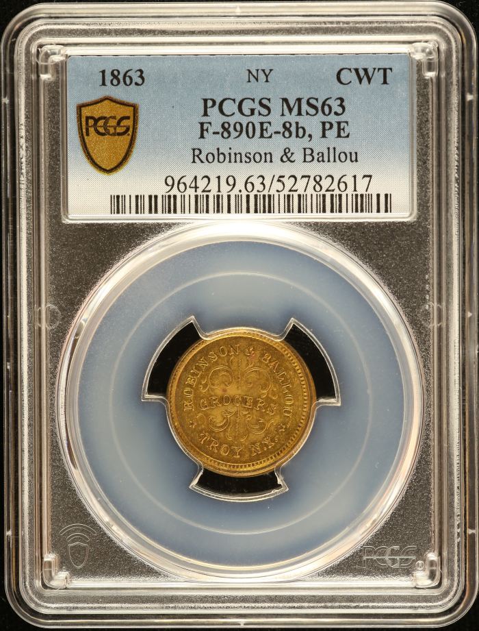 United States Robinson & Ballou Civil War Token 1863 F-890E-8b PCGS MS63 0152640United States Robinson & Ballou Civil War Token 1863 F-890E-8b PCGS MS63 0152640