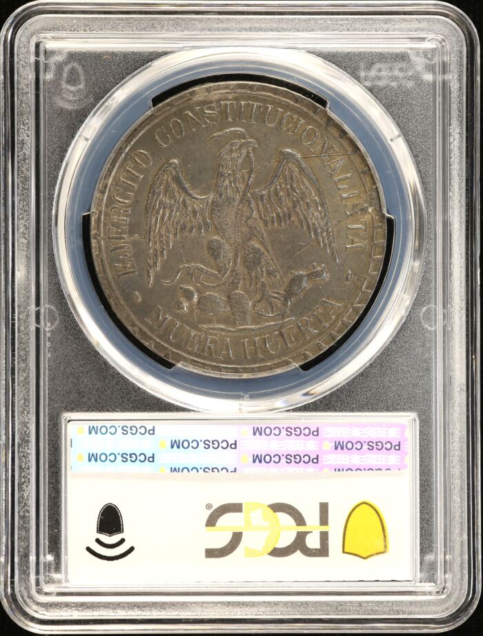 Durango Peso 1914 Muera Huerta KM-621 PCGS AU58 0152470Durango Peso 1914 Muera Huerta KM-621 PCGS AU58 0152470 - Image 2