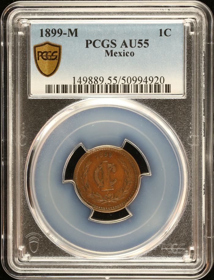 Republic Silver & Minors Centavo 1899 M PCGS AU55 0152173Republic Silver & Minors Centavo 1899 M PCGS AU55 0152173