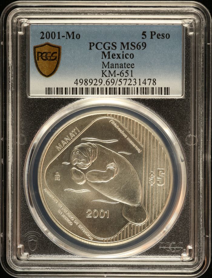 Modern Silver & Minors 5 Peso 2001 Mo KM-651 PCGS MS69 0152596Modern Silver & Minors 5 Peso 2001 Mo KM-651 PCGS MS69 0152596