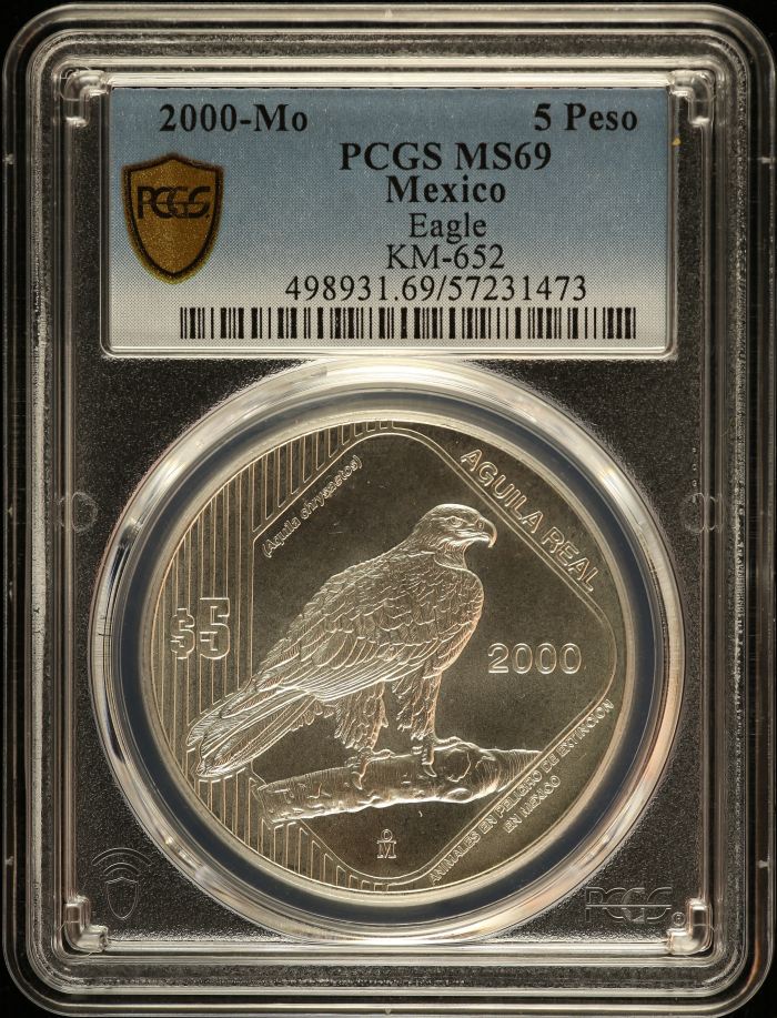 Modern Silver & Minors 5 Peso 2000 Mo KM-652 PCGS MS69 0152597Modern Silver & Minors 5 Peso 2000 Mo KM-652 PCGS MS69 0152597