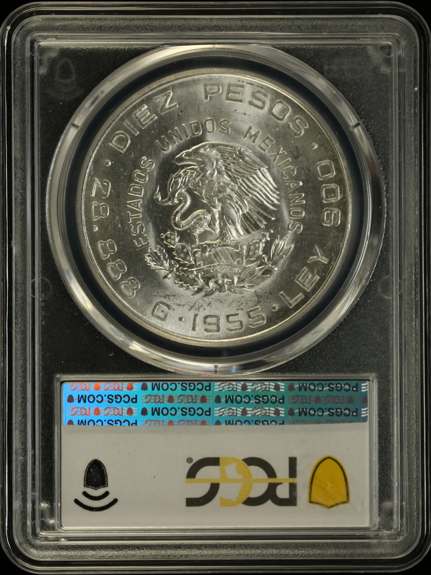 10 Peso Mexican Coins Modern Silver & Minors Modern Silver & Minors 10 Peso 1955 Mo PCGS MS64 0152052 Modern Silver & Minors 10 Peso 1955 Mo PCGS MS64 0152052Modern Silver & Minors 10 Peso 1955 Mo PCGS MS64 0152052 - Image 2