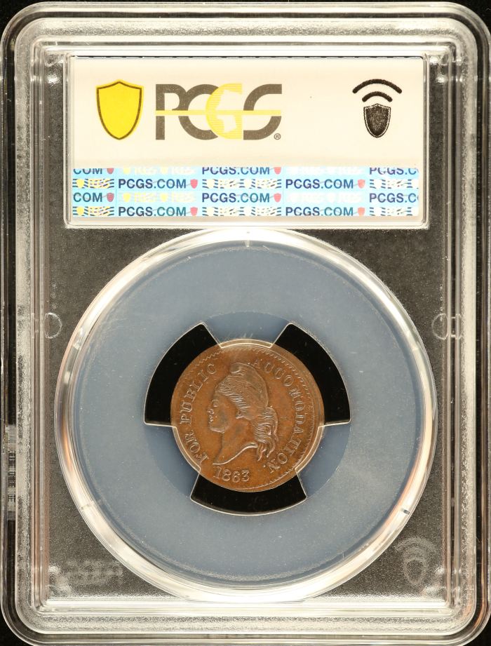 United States US Copper Civil War Token 1863 F-37/434a PCGS MS62BN 0152667United States US Copper Civil War Token 1863 F-37/434a PCGS MS62BN 0152667 - Image 2
