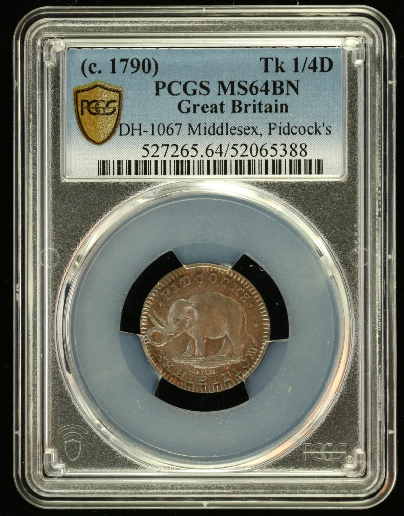 UK (Great Britain) Pidcocks 1/4 Pence Token (c.1790) PCGS MS64BN 0151832