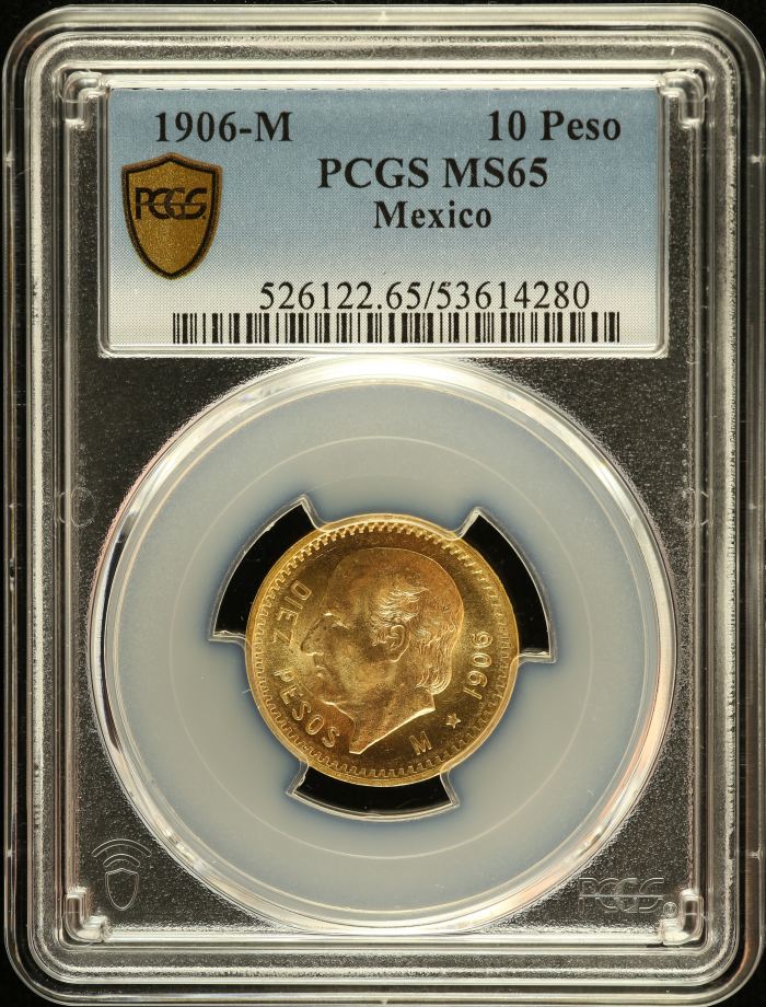 Modern Gold 10 Peso 1906 M PCGS MS65 0152703Modern Gold 10 Peso 1906 M PCGS MS65 0152703