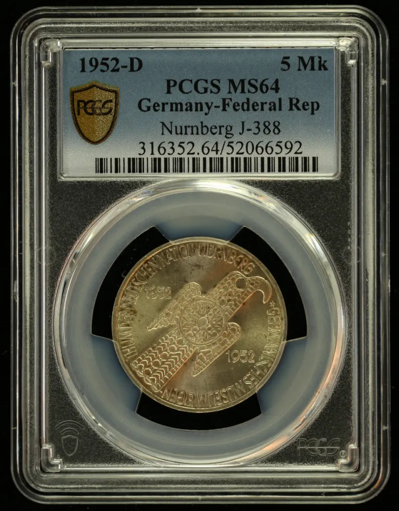 Germany 5 Mark 1952 D PCGS MS64 0151892