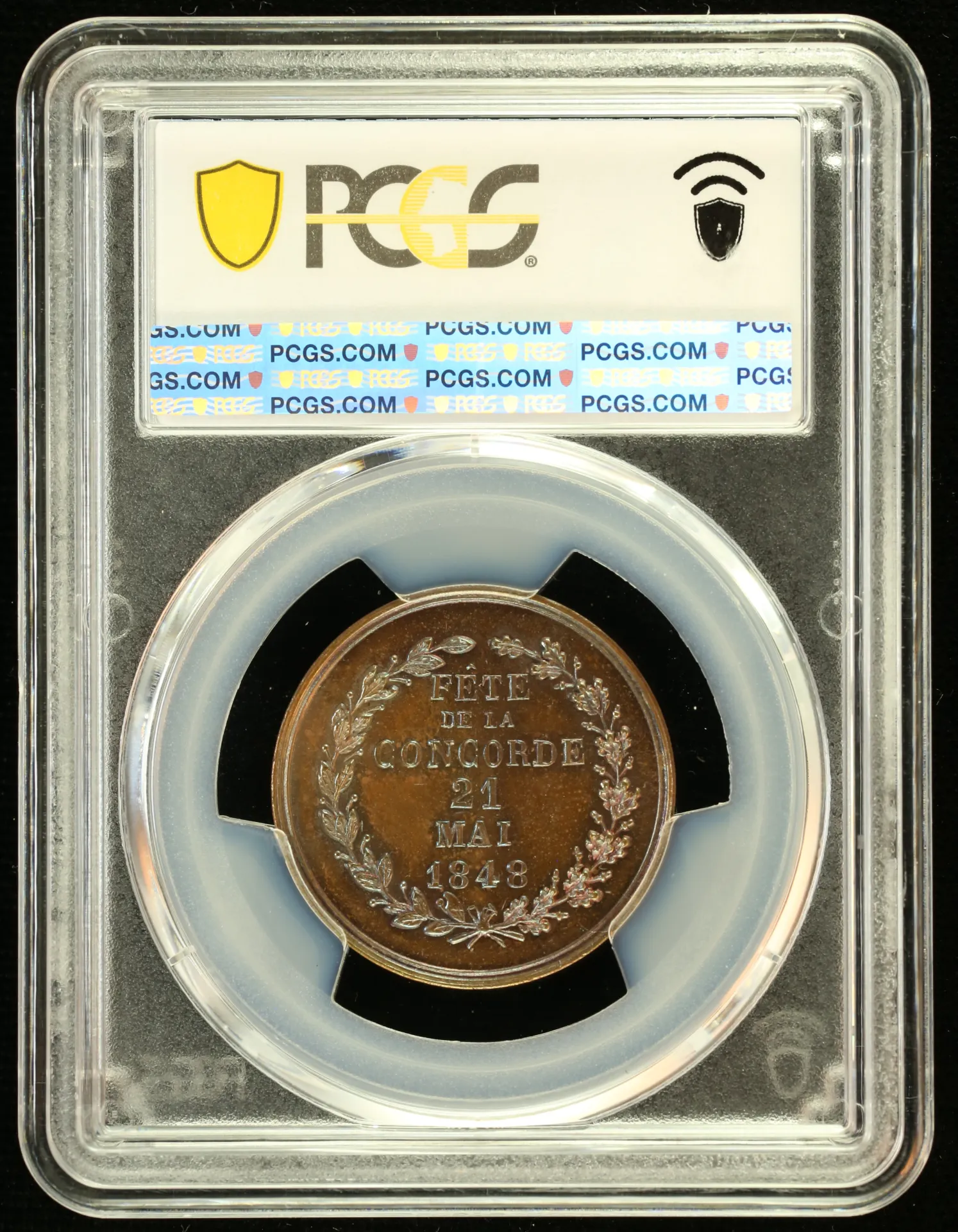 Europe France World Coins France Festival of Concord Bronze Medal 1848 PCGS MS63BN 0151848 France Festival of Concord Bronze Medal 1848 PCGS MS63BN 0151848France Festival of Concord Bronze Medal 1848 PCGS MS63BN 0151848 - Image 2