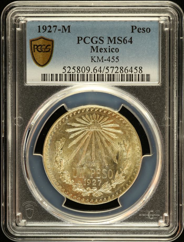 Modern Silver & Minors Peso 1927 M PCGS MS64 0152689Modern Silver & Minors Peso 1927 M PCGS MS64 0152689