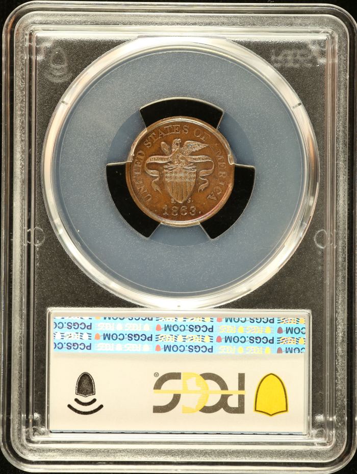 United States Not One Cent Civil War Token 1863 F-197/380a PCGS MS64BN 0152636United States Not One Cent Civil War Token 1863 F-197/380a PCGS MS64BN 0152636 - Image 2