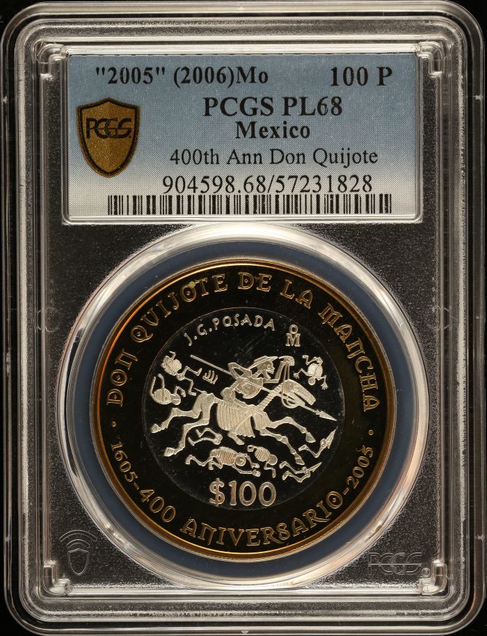 Modern Silver & Minors 100 Peso 2005 (2006) Mo PCGS PL68 0152003Modern Silver & Minors 100 Peso 2005 (2006) Mo PCGS PL68 0152003