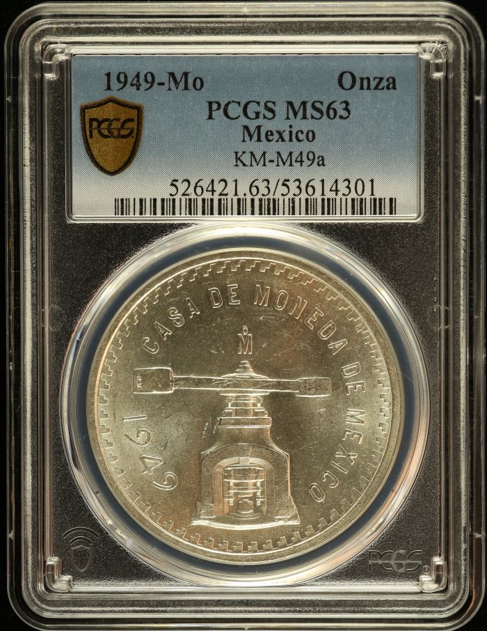 Modern Silver & Minors Onza 1949 Mo KM-M49a PCGS MS63 0152681Modern Silver & Minors Onza 1949 Mo KM-M49a PCGS MS63 0152681
