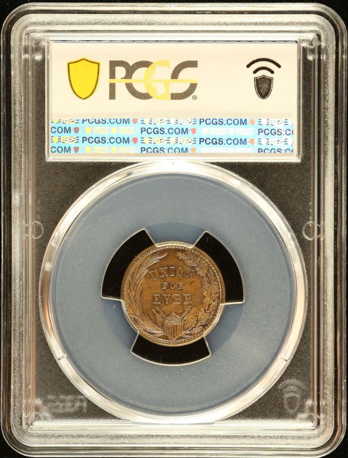 United States First in Peace Civil War Token 1863 F-174/272a PCGS MS63BN 0152648United States First in Peace Civil War Token 1863 F-174/272a PCGS MS63BN 0152648 - Image 2