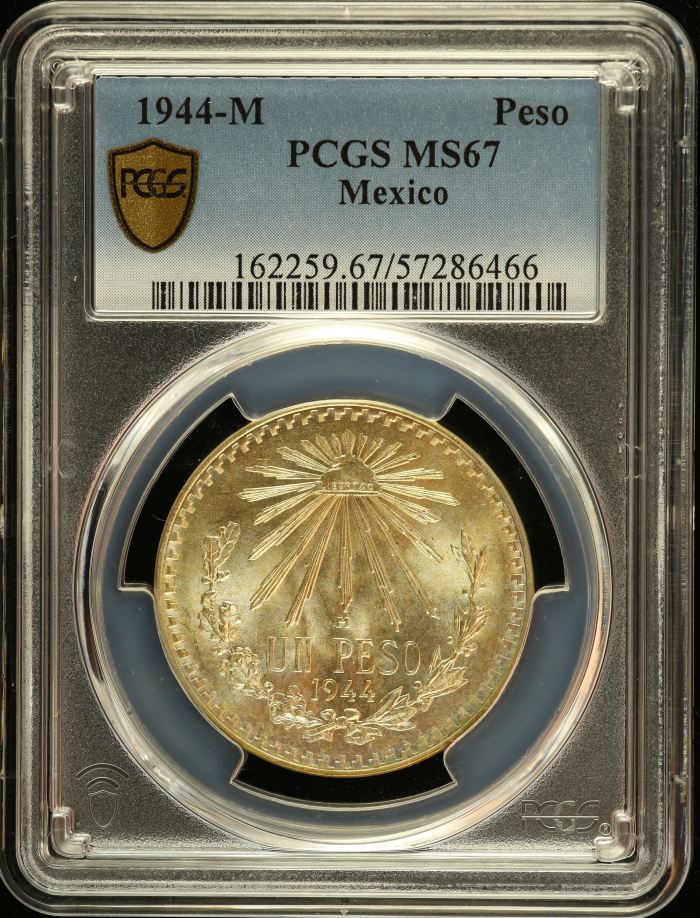Modern Silver & Minors Peso 1944 M PCGS MS67 0152697Modern Silver & Minors Peso 1944 M PCGS MS67 0152697