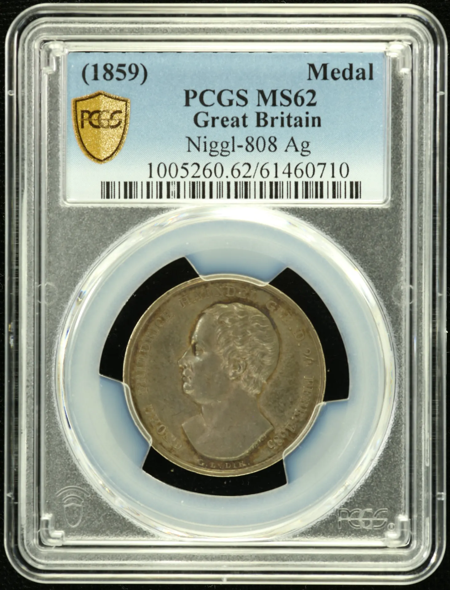 Europe UK (Great Britain) World Coins UK (Great Britain) Handel Silver Medal (1859) PCGS MS62 0151835 UK (Great Britain) Handel Silver Medal (1859) PCGS MS62 0151835UK (Great Britain) Handel Silver Medal (1859) PCGS MS62 0151835