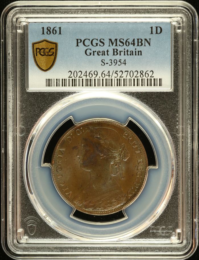 UK (Great Britain) Penny 1861 PCGS MS64BN 0152617UK (Great Britain) Penny 1861 PCGS MS64BN 0152617