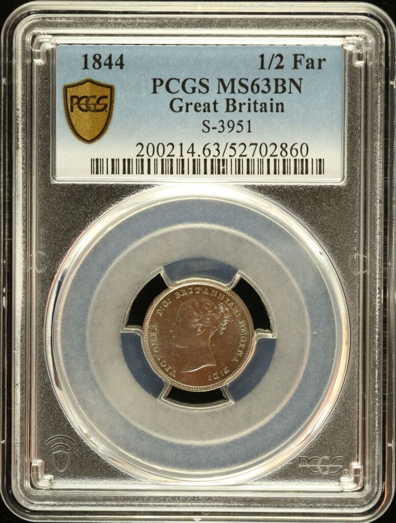 UK (Great Britain) 1/2 Farthing 1844 PCGS MS63BN 0152618