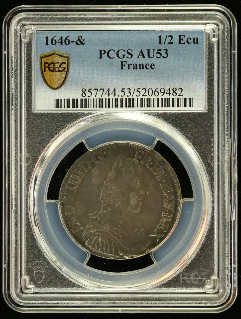 France 1/2 Ecu 1646 & PCGS AU53 0152546
