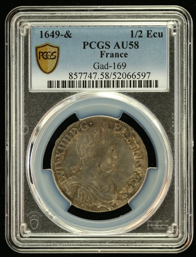 France 1/2 Ecu 1649 & PCGS AU58 Gad-169 0152561