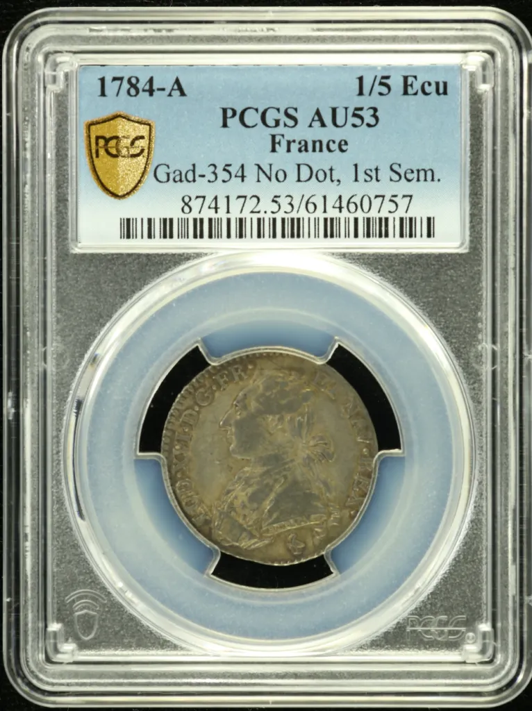 France 1/5 Ecu 1784 A PCGS AU53 Gad-354 0152564