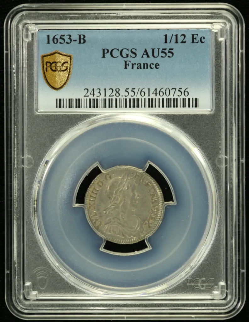 France 1/12 Ecu 1653 B PCGS AU55 0152576