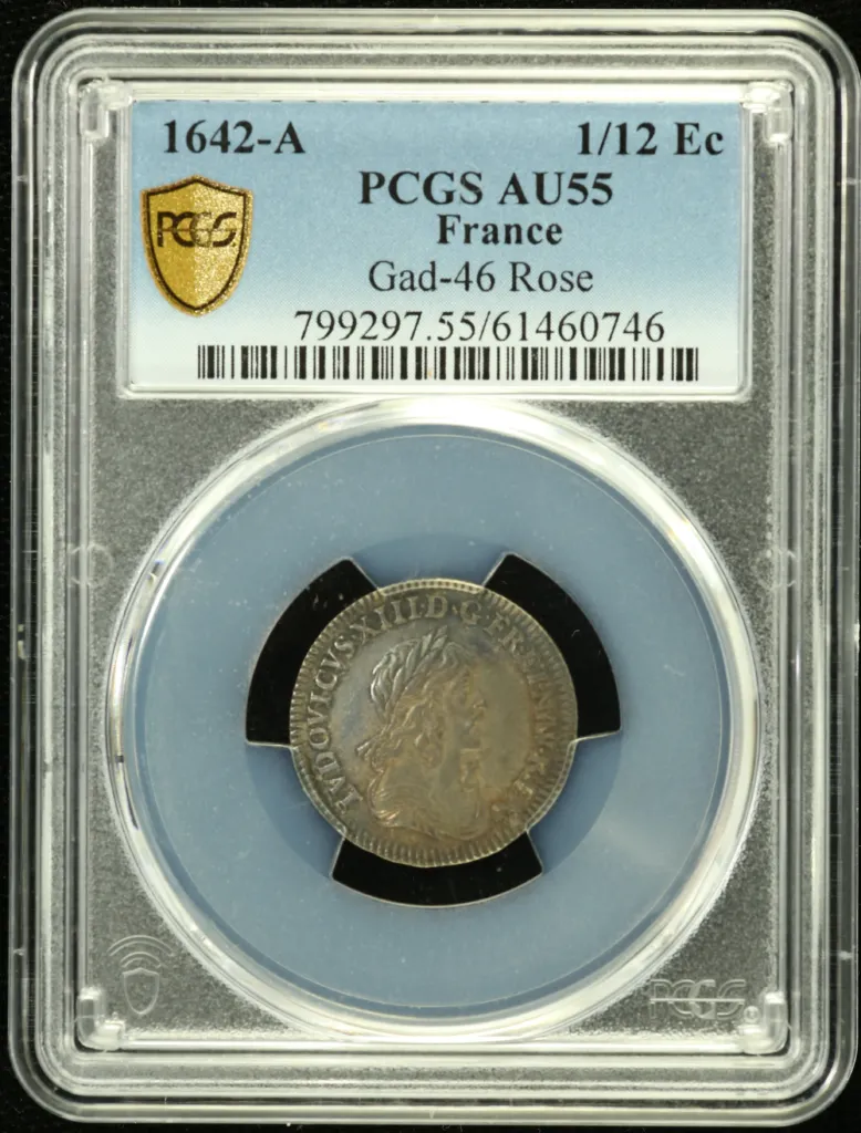 France 1/12 Ecu 1642 A PCGS AU55 Gad-46 0152580