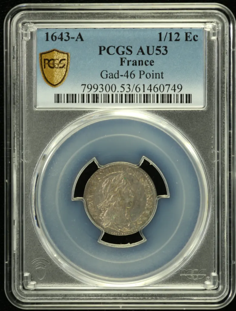 France 1/12 Ecu 1643 A PCGS AU53 Gad-46 0152581