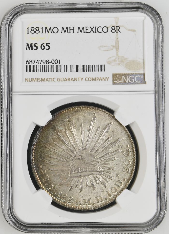 Mexico City 8 Reales 1881 Mo MH NGC MS65 0151702Mexico City 8 Reales 1881 Mo MH NGC MS65 0151702