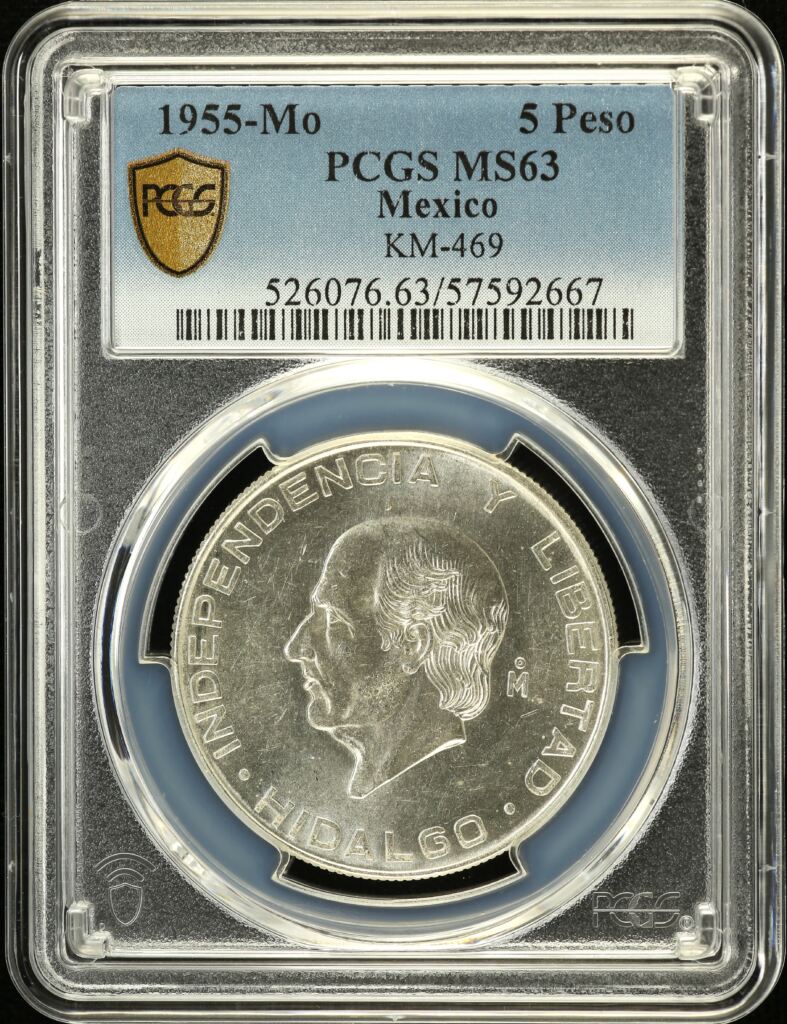 Modern Silver & Minors 5 Peso 1955 Mo KM-469 PCGS MS63 0153035