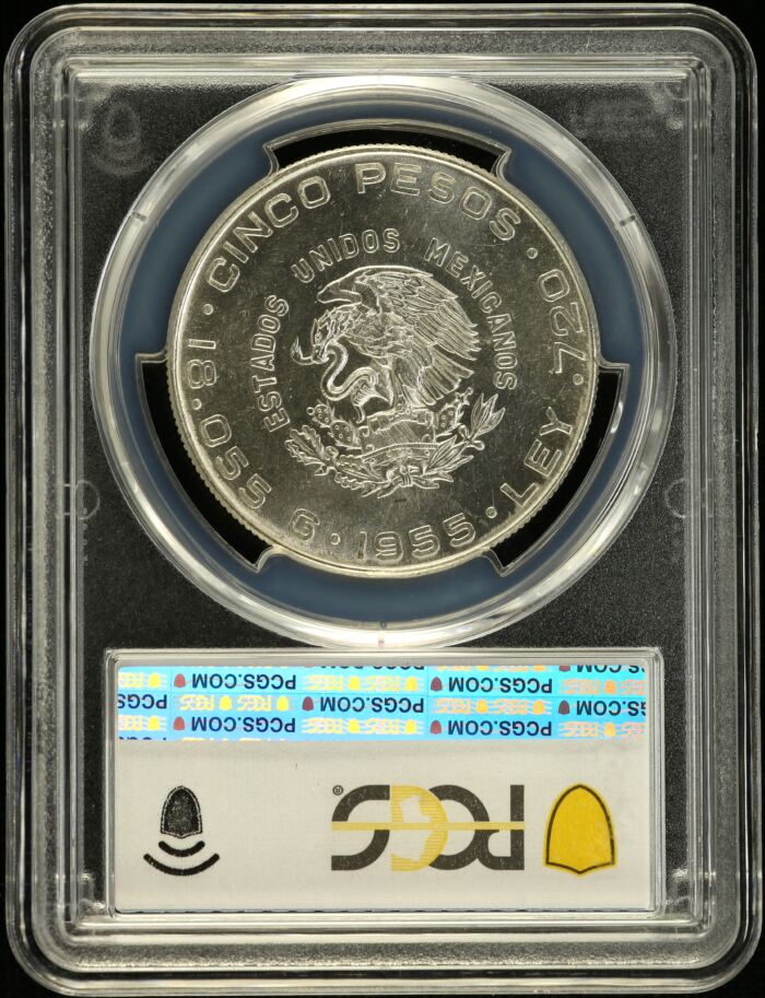 Modern Silver & Minors 5 Peso 1955 Mo KM-469 PCGS MS63 0153035Modern Silver & Minors 5 Peso 1955 Mo KM-469 PCGS MS63 0153035 - Image 2