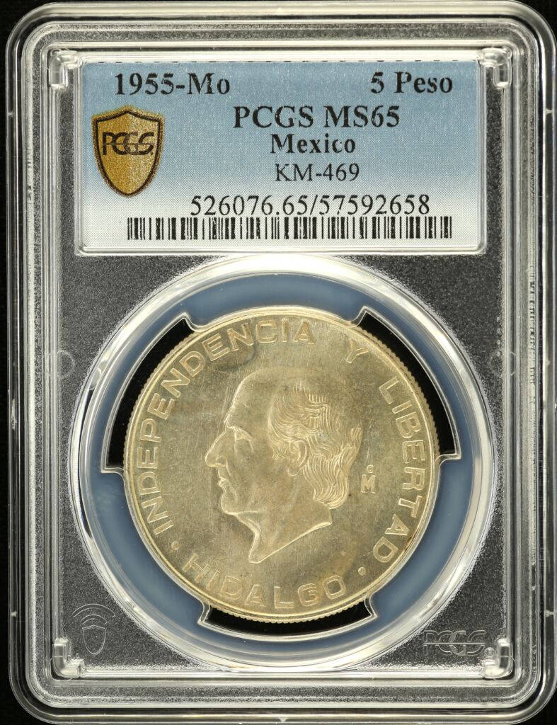 Modern Silver & Minors 5 Peso 1955 Mo KM-469 PCGS MS65 0153045