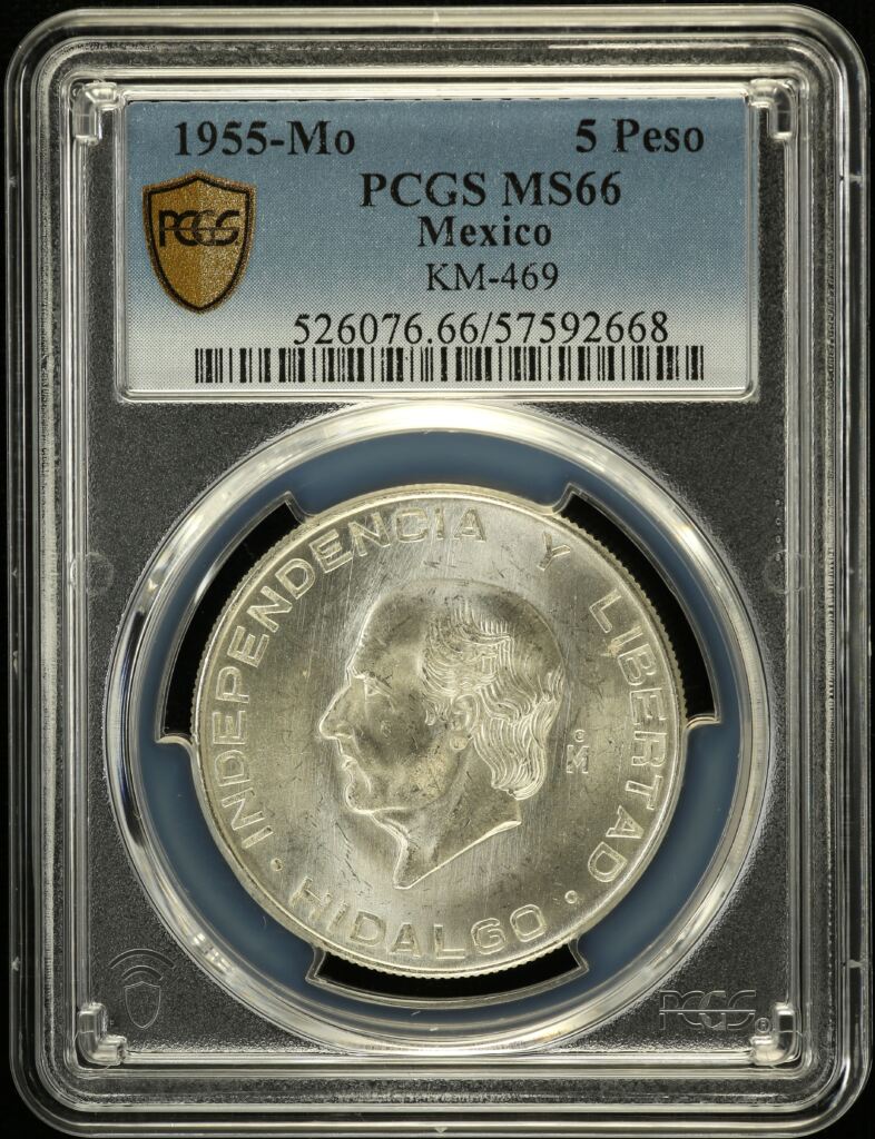 Modern Silver & Minors 5 Peso 1955 Mo KM-469 PCGS MS66 0153054