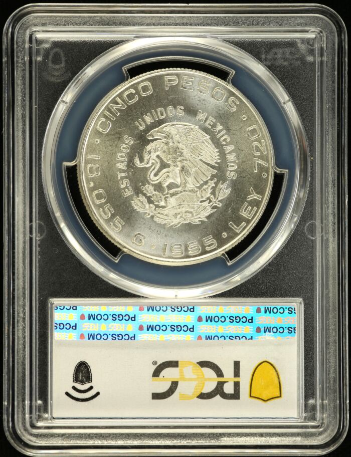 Modern Silver & Minors 5 Peso 1955 Mo KM-469 PCGS MS66 0153054Modern Silver & Minors 5 Peso 1955 Mo KM-469 PCGS MS66 0153054 - Image 2