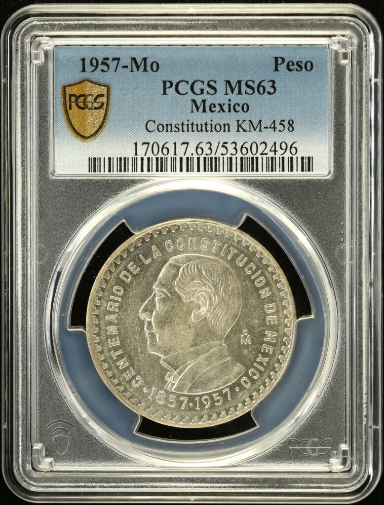 Modern Silver & Minors Peso 1957 Mo KM-458 PCGS MS63 0153056