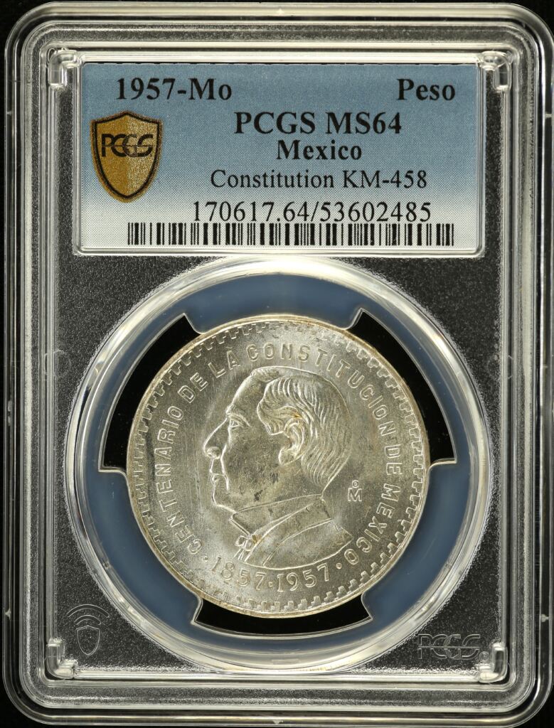 Modern Silver & Minors Peso 1957 Mo KM-458 PCGS MS64 0153057